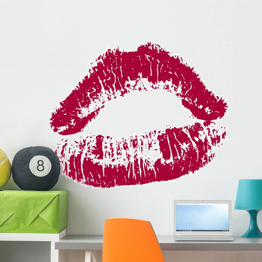 Red Kissing Lips Wall Decal