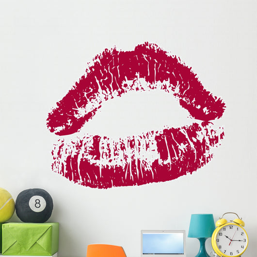 Red Kissing Lips Wall Decal