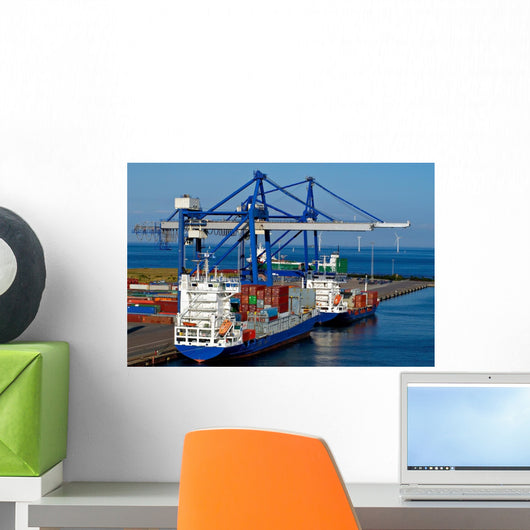 Container Ship and Loading Wall Decal