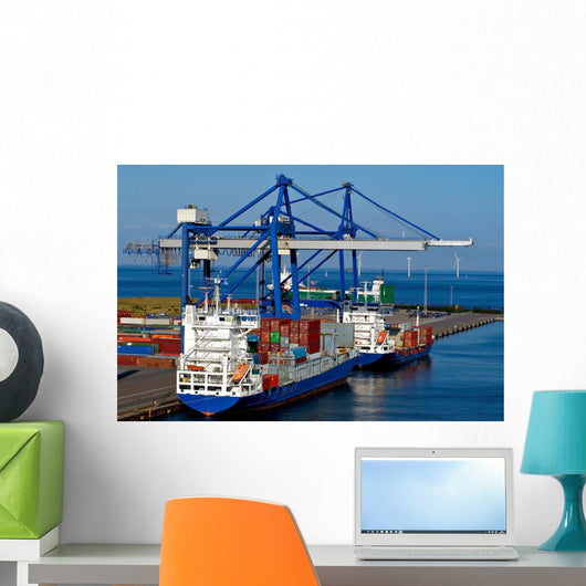 Container Ship and Loading Wall Decal
