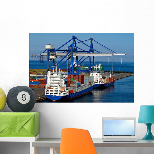 Container Ship and Loading Wall Decal