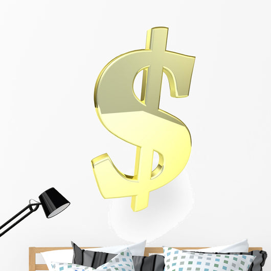 Golden Dollar Sign Wall Decal