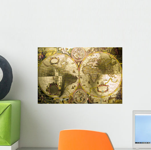 Old Map World Wall Decal