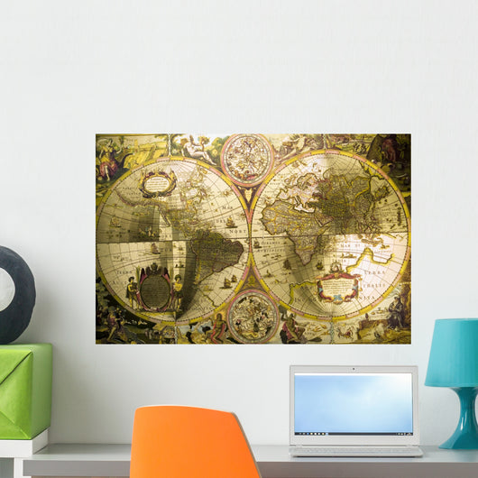 Old Map World Wall Decal