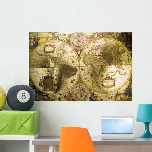 Old Map World Wall Decal