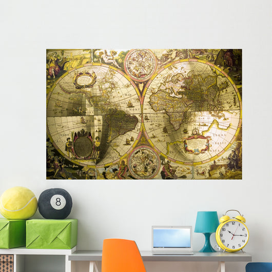 Old Map World Wall Decal