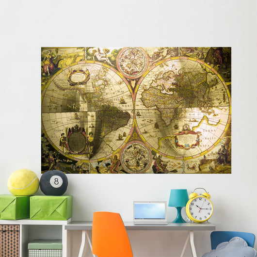 Old Map World Wall Decal