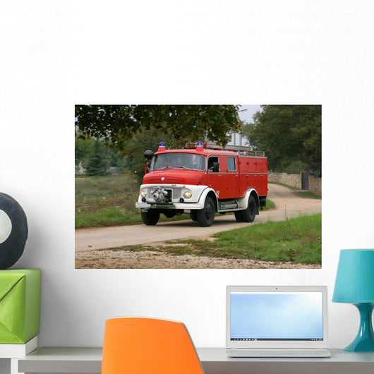 Firefighting Vintage Truck Wall Decal