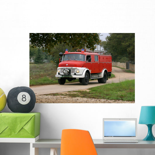 Firefighting Vintage Truck Wall Decal