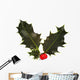 Holly and Red Berries Wall Decal