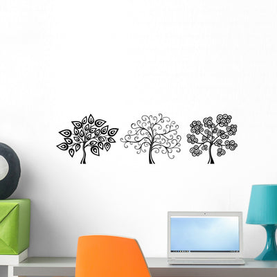Fantasy Trees Wall Decal shown on a wall