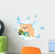 Flying Blue Teddy Bear Wall Decal