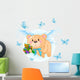 Flying Blue Teddy Bear Wall Decal
