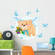 Flying Blue Teddy Bear Wall Decal