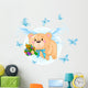 Flying Blue Teddy Bear Wall Decal