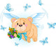 Flying Blue Teddy Bear Wall Decal