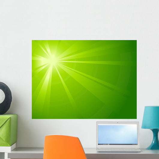 Asymmetric Green Light Burst Wall Decal