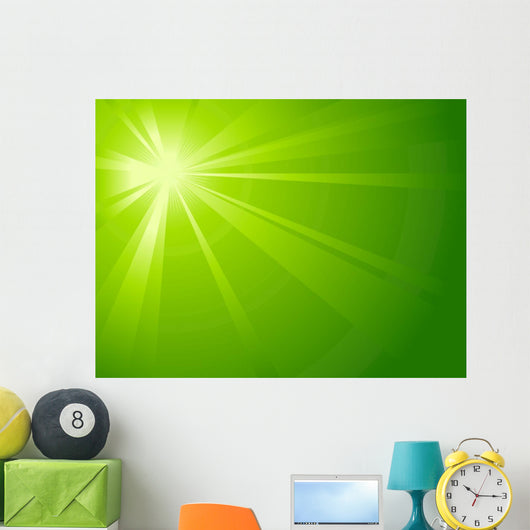Asymmetric Green Light Burst Wall Decal