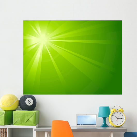 Asymmetric Green Light Burst Wall Decal
