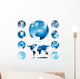 Globes with World Map Wall Decal