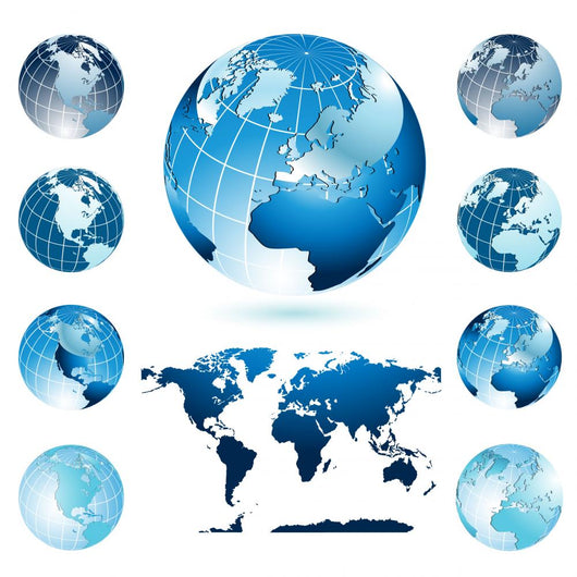 Globes with World Map Wall Decal