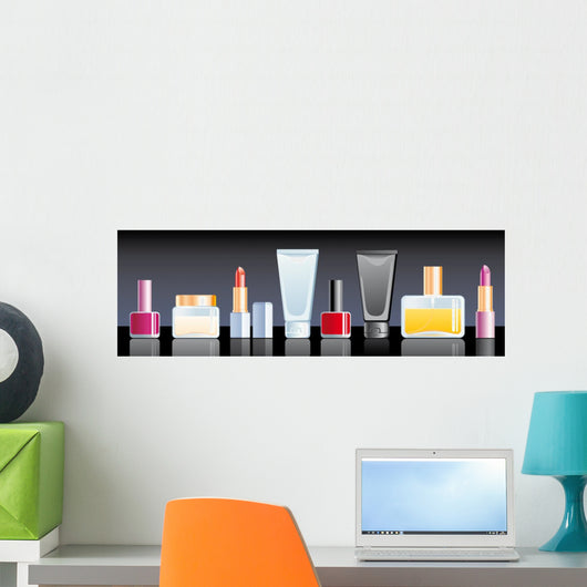 Cream Perfume Lipstick and Wall Decal Panoramic