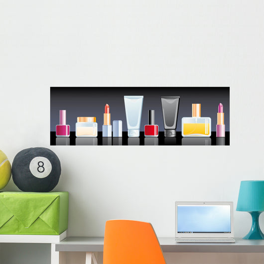 Cream Perfume Lipstick and Wall Decal Panoramic