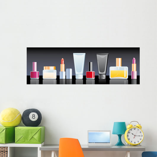 Cream Perfume Lipstick and Wall Decal Panoramic