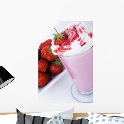 Strawberry Milkshake Wall Decal shown on a wall