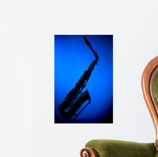 Saxophone Blue Silhouette Wall Decal
