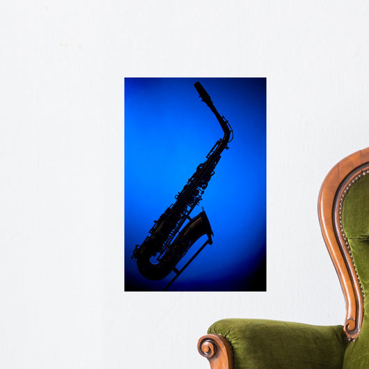 Saxophone Blue Silhouette Wall Decal