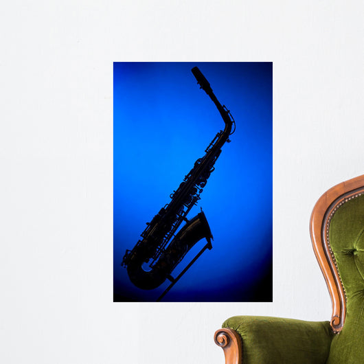Saxophone Blue Silhouette Wall Decal