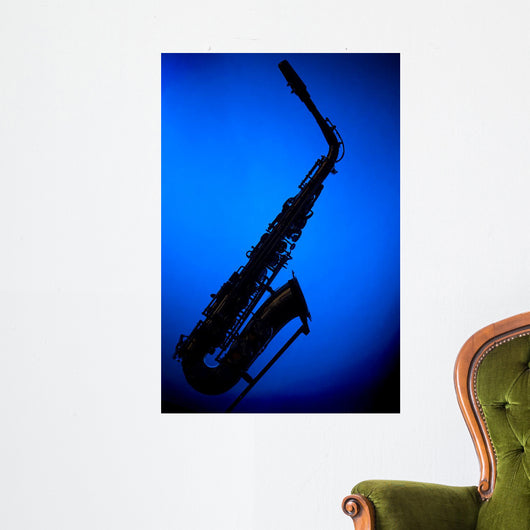Saxophone Blue Silhouette Wall Decal