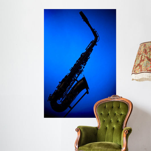 Saxophone Blue Silhouette Wall Decal