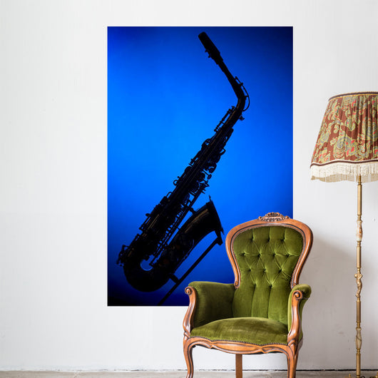 Saxophone Blue Silhouette Wall Decal