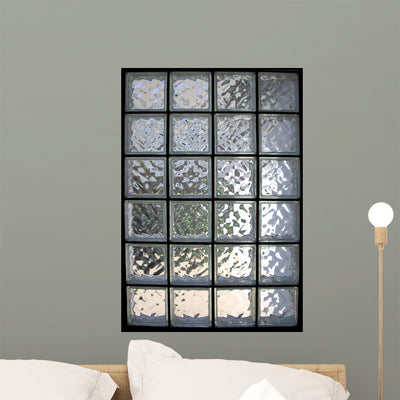 Glass Brick Window Wall Decal shown on a wall