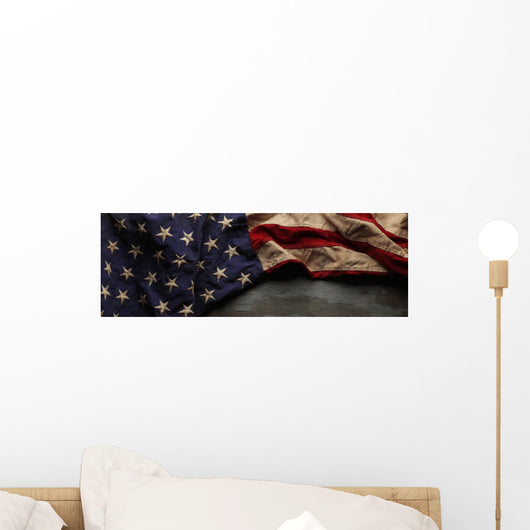 Vintage Red White and Wall Decal Panoramic