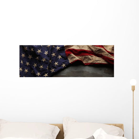 Vintage Red White and Wall Decal Panoramic