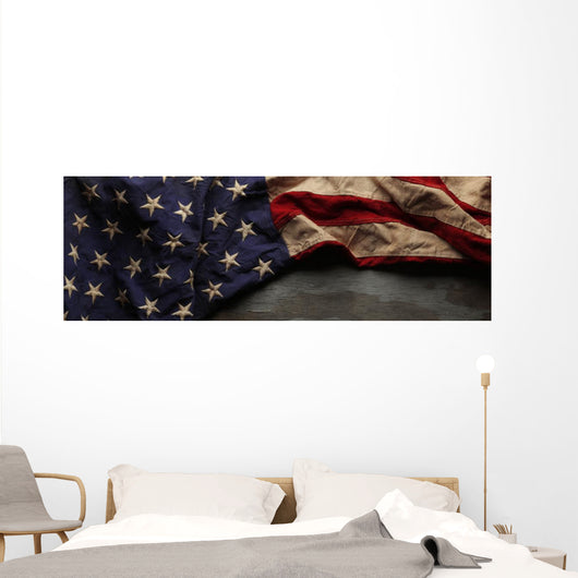 Vintage Red White and Wall Decal Panoramic