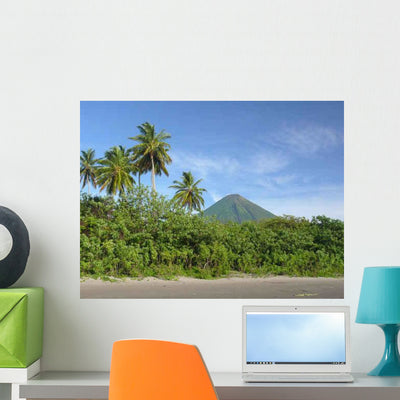 Black Sand Beach Isla Wall Decal shown on a wall