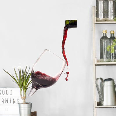 Pouring Wine into Glass Wall Decal shown on a wall