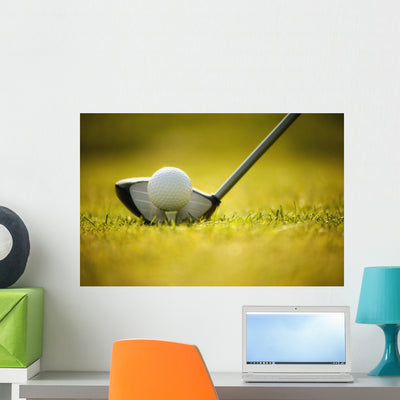 Tee off Shot Wall Mural shown on a wall