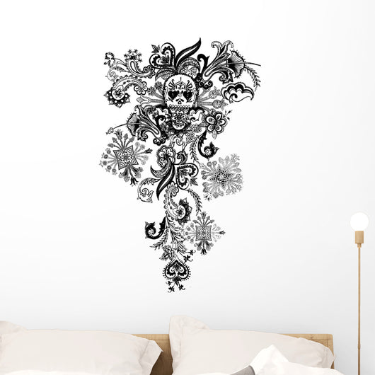 Paisley Skull Tattoo Wall Decal