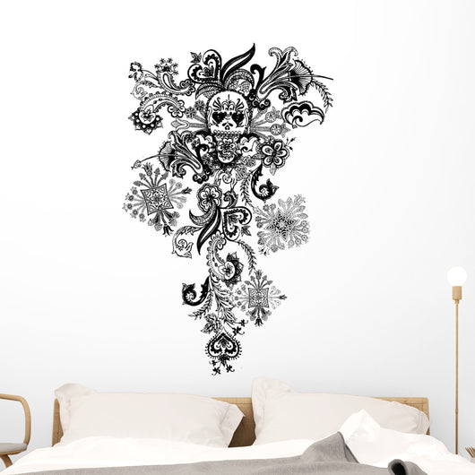 Paisley Skull Tattoo Wall Decal