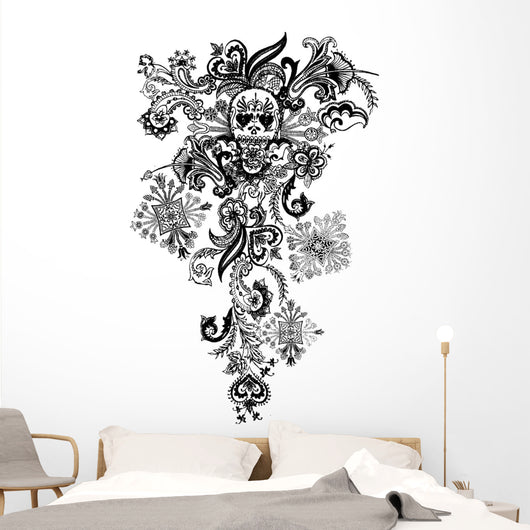 Paisley Skull Tattoo Wall Decal