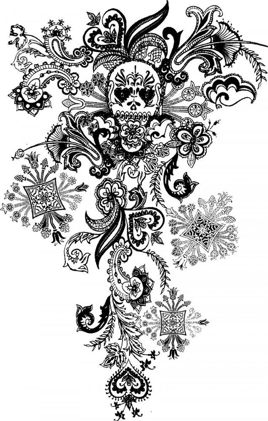 Paisley Skull Tattoo Wall Decal