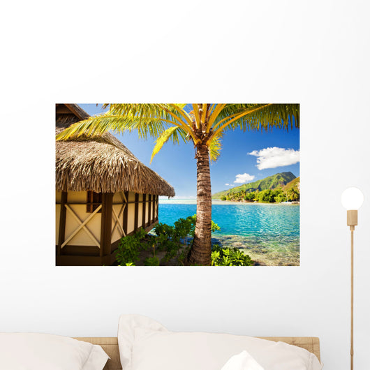 Tropical Bungalow and Palm Wall Decal