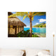 Tropical Bungalow and Palm Wall Decal