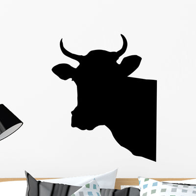 Cow Head Wall Decal shown on a wall