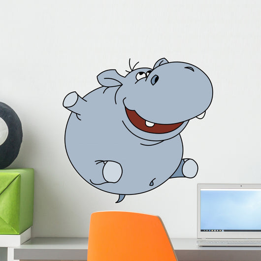 Hippopotamus White Wall Decal